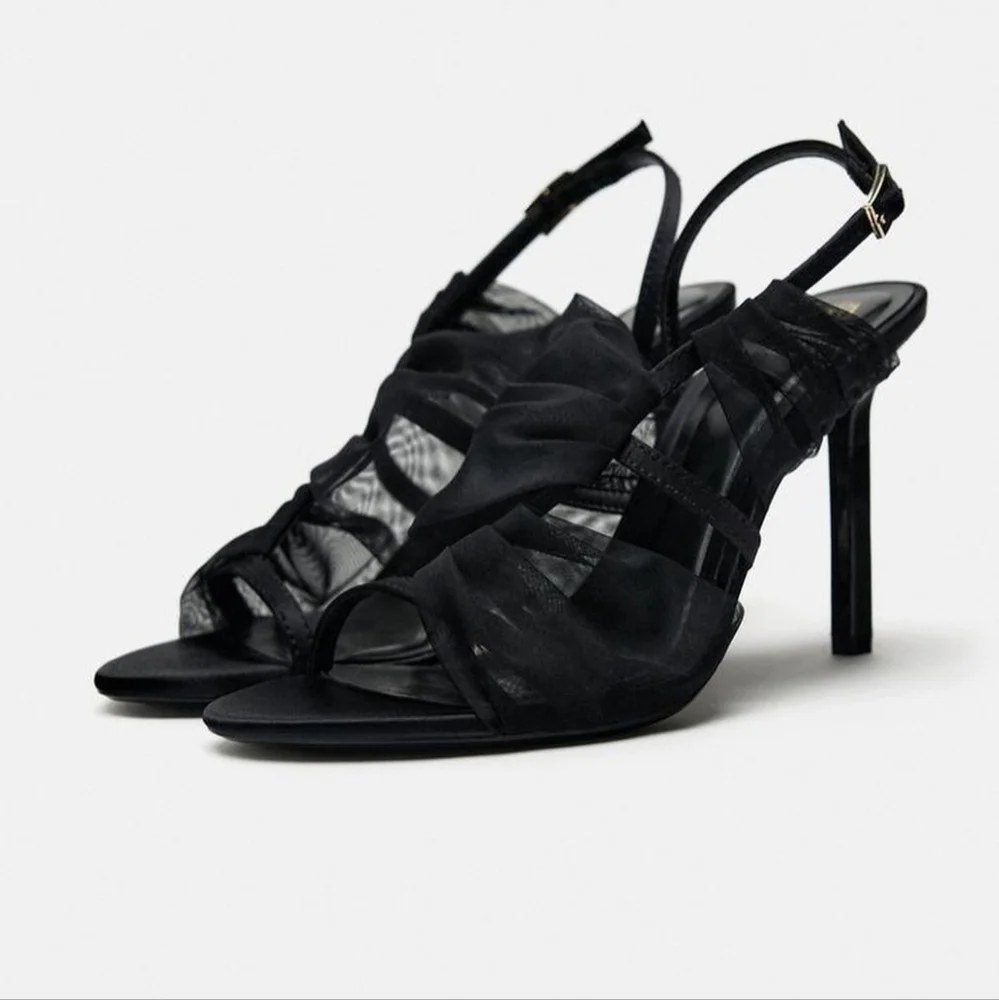 ZARA FABRIC HEELED SANDALS